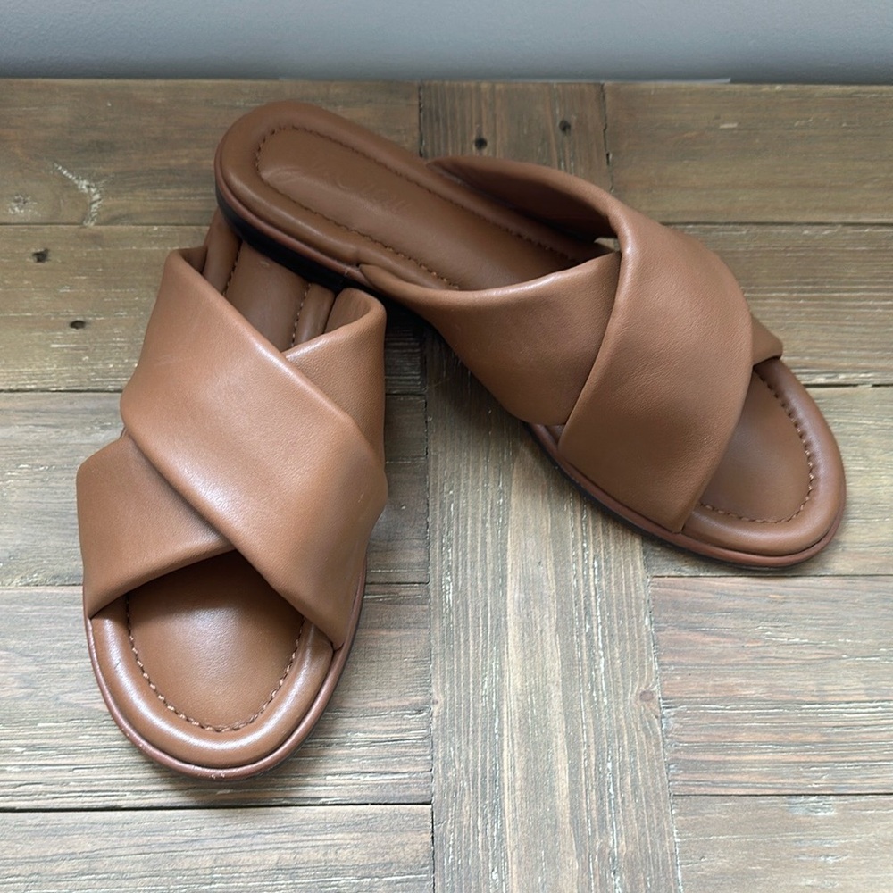 Brown Cross Strap Sandals